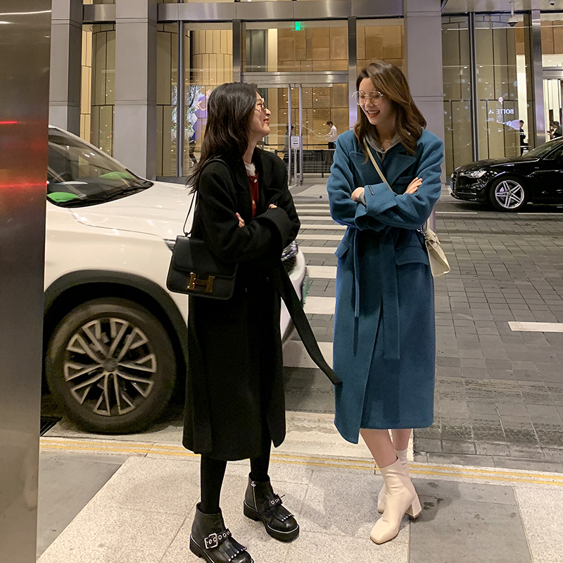 (Rhine) Hepburn fur coat autumn winter 2022 new black mid-length blazer woman