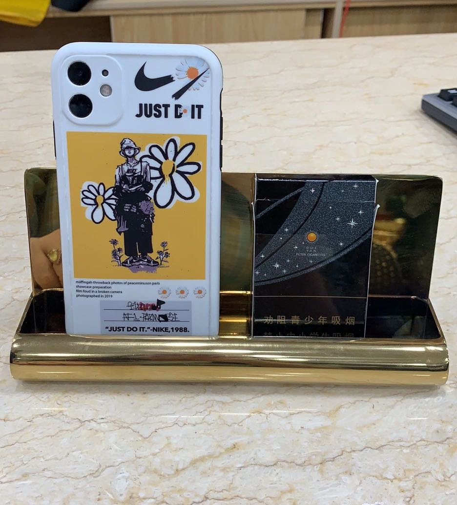 Mobile Phone Holder Cigarette Holder Stainless Steel Gold Bar Countertop Mobile Phone Case Mobile Phone Holder Cigarette Holder Gold KTV