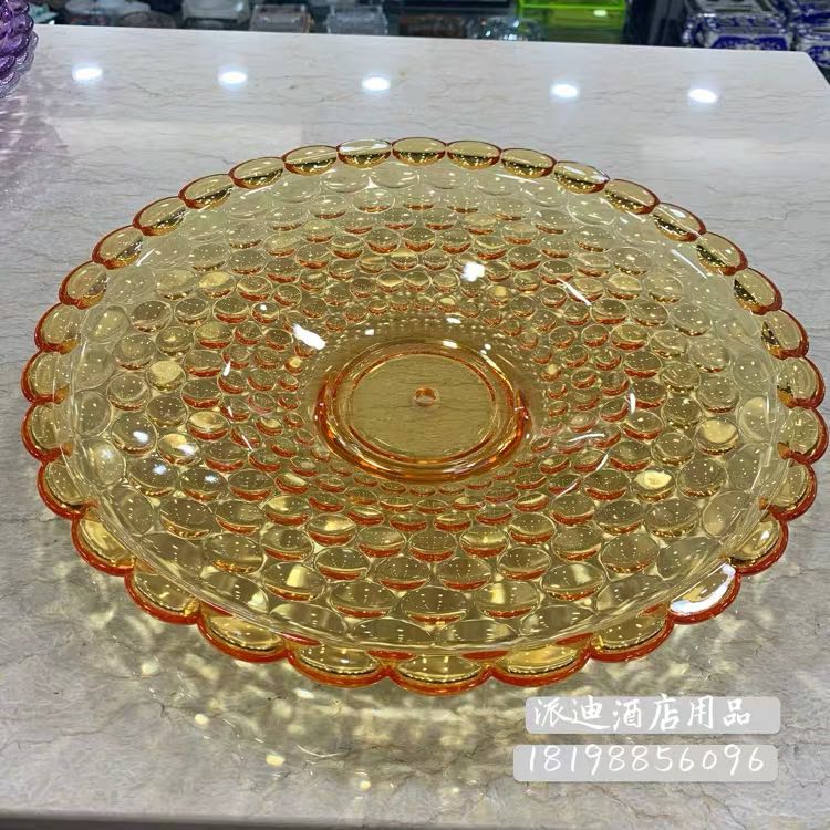PC Acrylic Fruit Plate Beaded Fruit Plate KTV Bar Living Room Hotel Flat Dried Fruit Plate Plastic Snack Plate