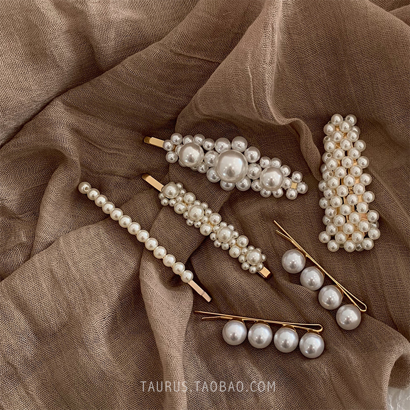 South Korean net red hair clip ins retro baroque handmade pearl female head decorated with young girl's sea clip