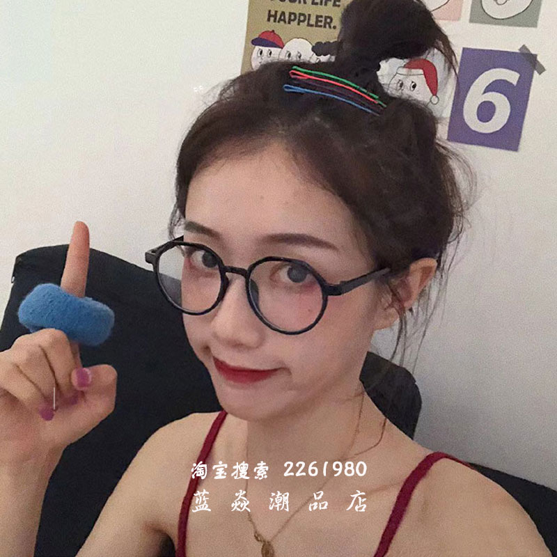 Black frame glasses female art retro irregular round myopia eyeglass frame Korean version tide without makeup web celebrity eyeglass frame