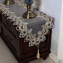 American living room tea table TV cabinet table cloth cover cloth simple rectangular shoe cabinet hollowed-out strip dust cover cloth table flag