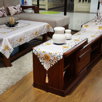 TV cabinet tablecloth high and low combination cover dust cover Chinese style pastoral living room rectangular tablecloth cloth cover towel
