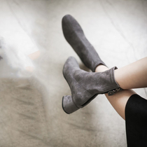 Womens shoes heel high 5cm zipper thick heel high heel British style womens shoes