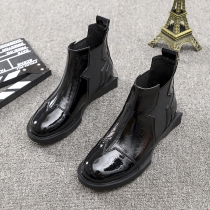 Womens shoes chunky-heel low heel black stitching elastic womens shoes