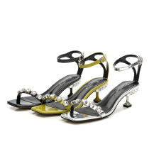 Womens shoes square silver rhinestone