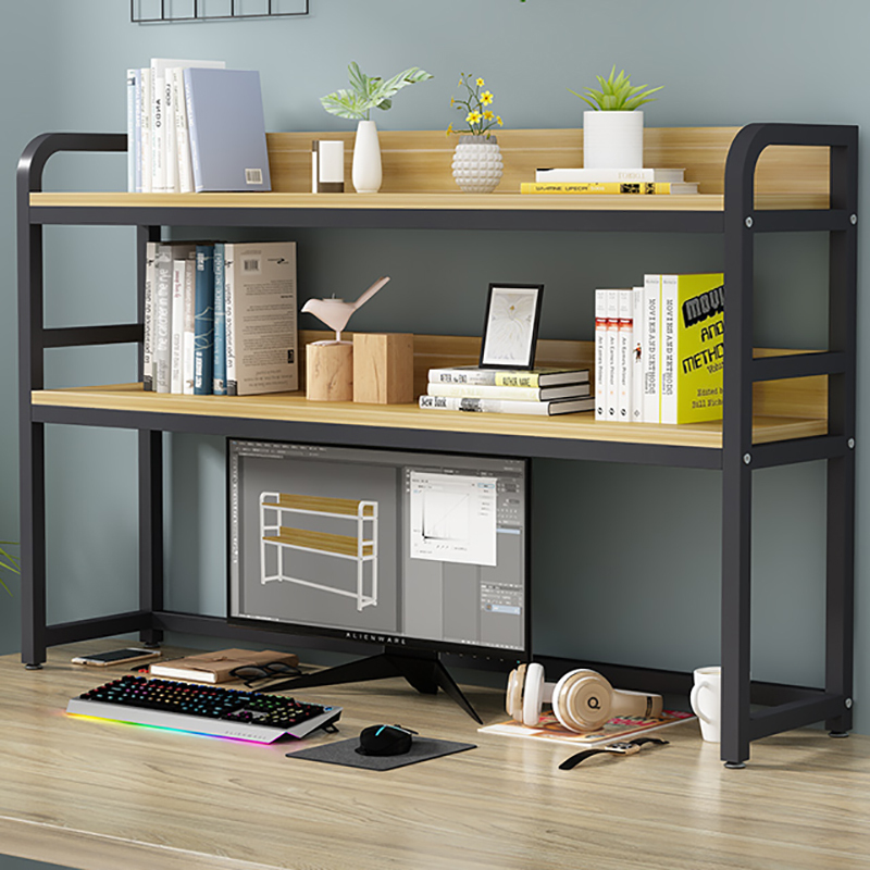 Wrought Iron Desktop Storage Rack, Small Luxury-Style Two-Tier Narrow Simple Desk Bookshelf, Office Desk Miscellaneous Storage Rack