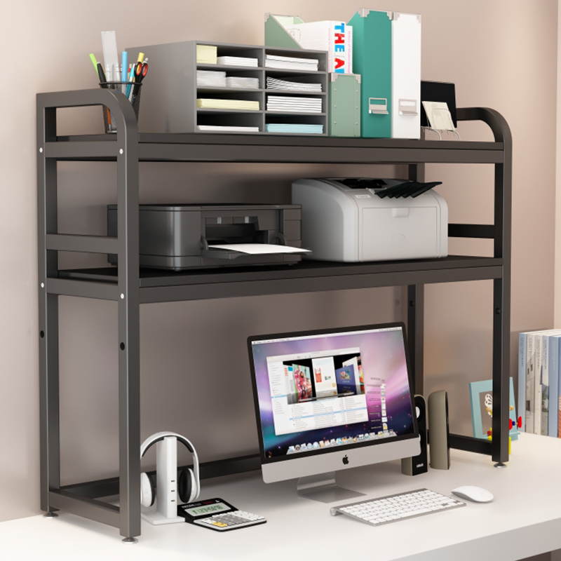 Workstation Desk Storage Rack, Cup and File Organizer, Office Printer Storage Rack, Dining Table Tea Table Iron Bookshelf