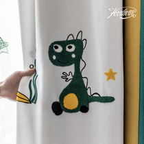 Dinosaur boy room card curtain Children boy bedroom window screen girl short bay window shading fabric room full