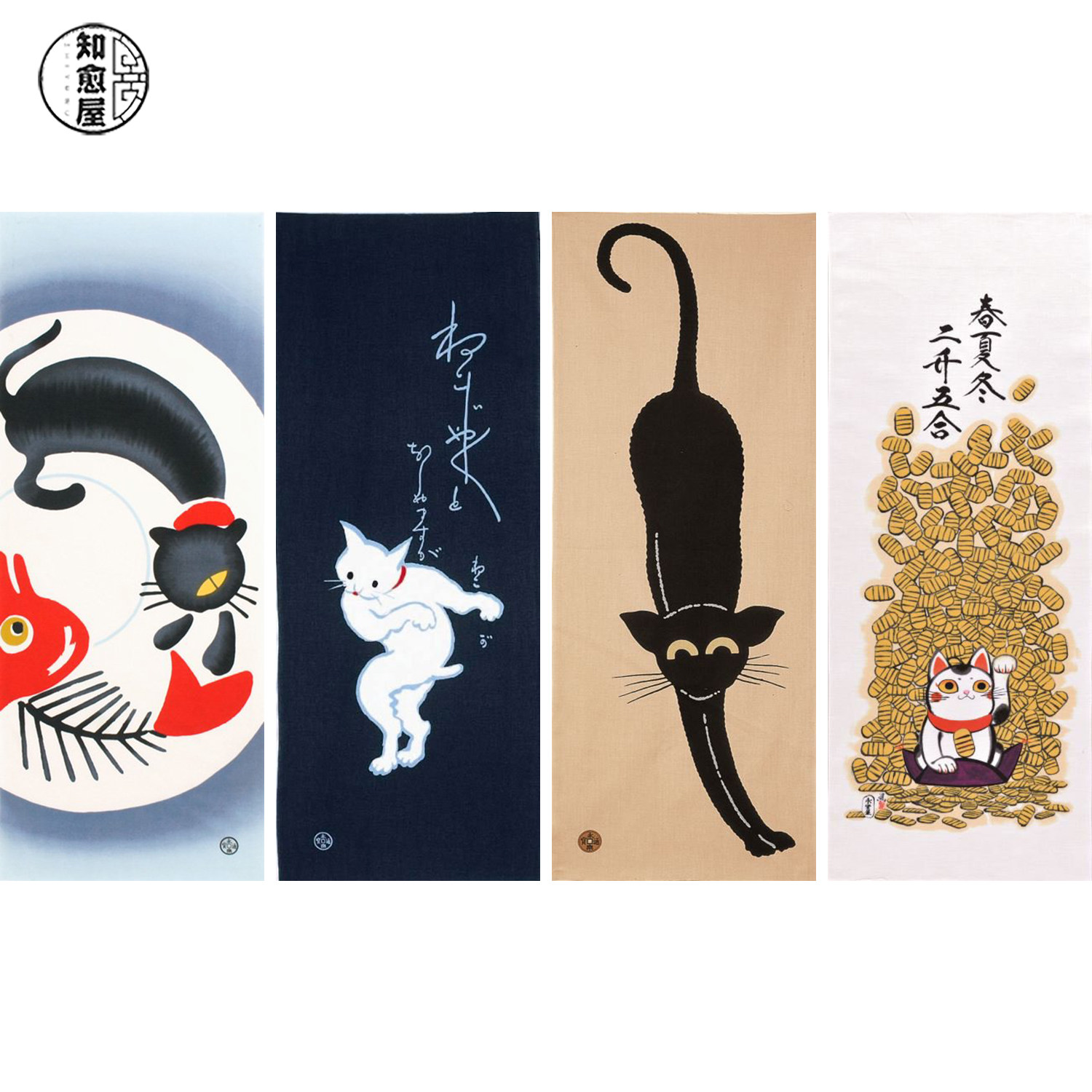 9 kittens Merchants confess to the cute Kyoto Stroke Dyeing Japan Sword Road Headscarf and Style Painting Knowing the House