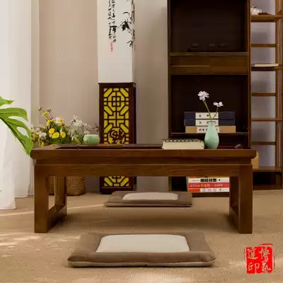 Old elm tea table tatami coffee table table Solid wood balcony low table Simple floor table Bay window small table Kang table