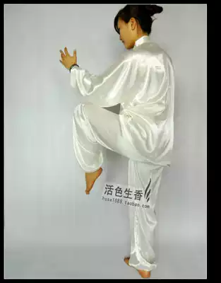Special price spike spring and autumn high-end simulation silk tai chi suit practice suit Female Taijiquan clothing martial arts suit male white
