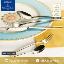villeroyboch German Weibo stainless steel spoon Fork knife dessert coffee spoon long handle home Ella gold