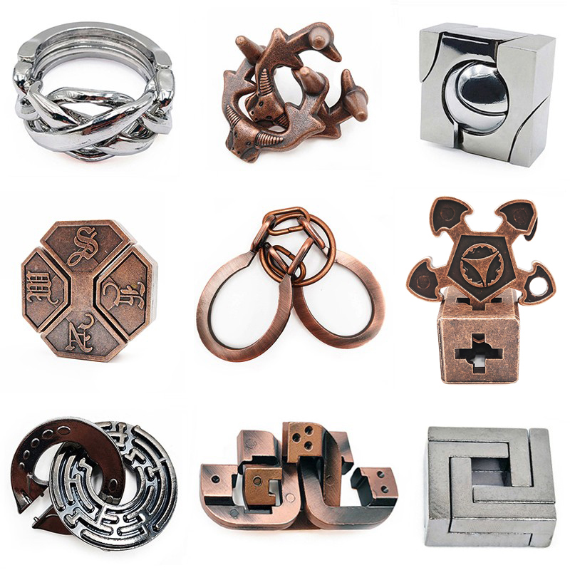 Luban lock Puzzle brain burning ten difficult magic lock educational toy cage star brother lock puzzle buckle full set