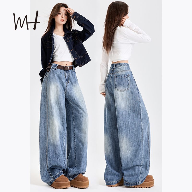 American Classic Washed Scimitar Jeans 2026 Summer New Style Unisex Loose Three-Dimensional Cut Silhouette Banana Pants