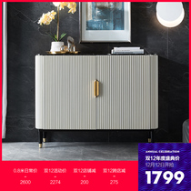American light luxury style restaurant sideboard modern simple marble solid wood entrance cabinet Hall living room entrance shoe cabinet