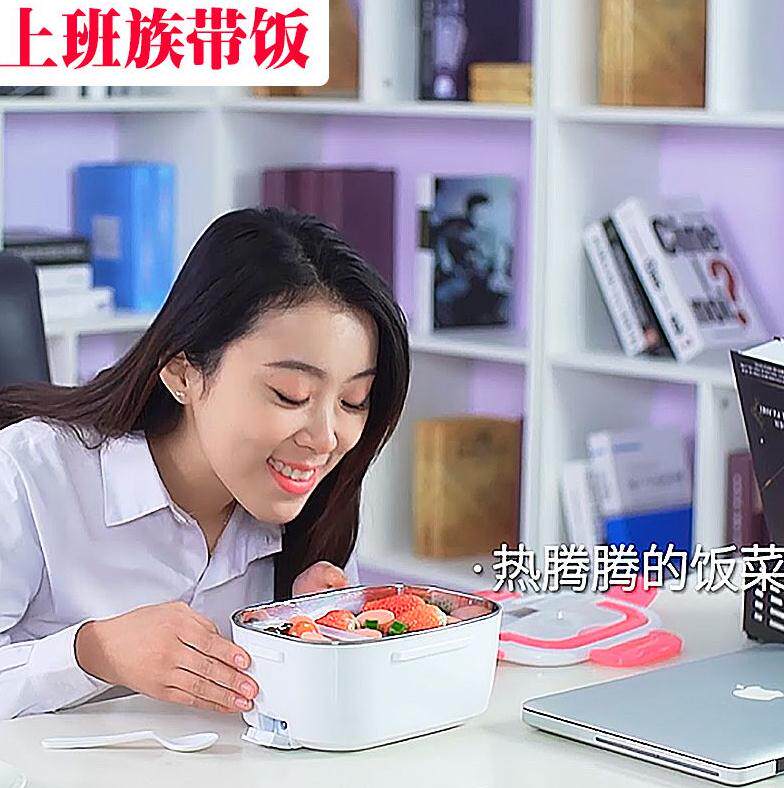 Portable stainless steel dual-use vehicle electric heating lunch box automatic car lunchbox double layer