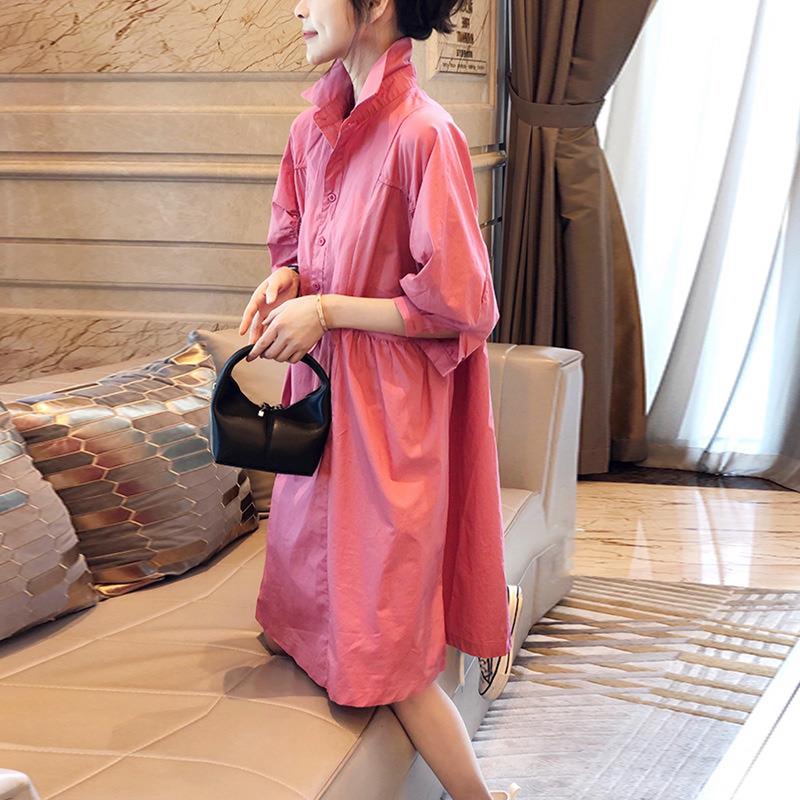 Foreign Trade Brand Export Clearance Sale Pink Work Shirt Dress for Women, Spring and Summer, Plus Size Loose Dress Foreign Trade Brand Export Clearance Sale Pink Work Shirt Dress for Women, Spring and Summer, Plus Size Loose Dress