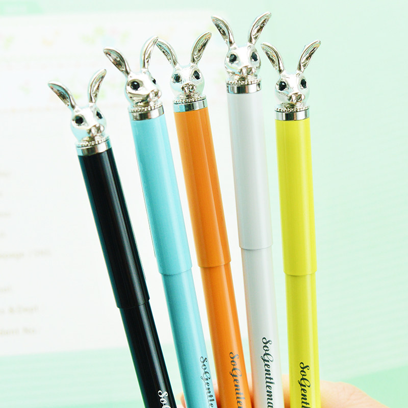 RMB18  Morning Light Treasures Fashion AGPW2101 Rabbit Head Trim Metal Middle Sex Pen Black Oil 5 0