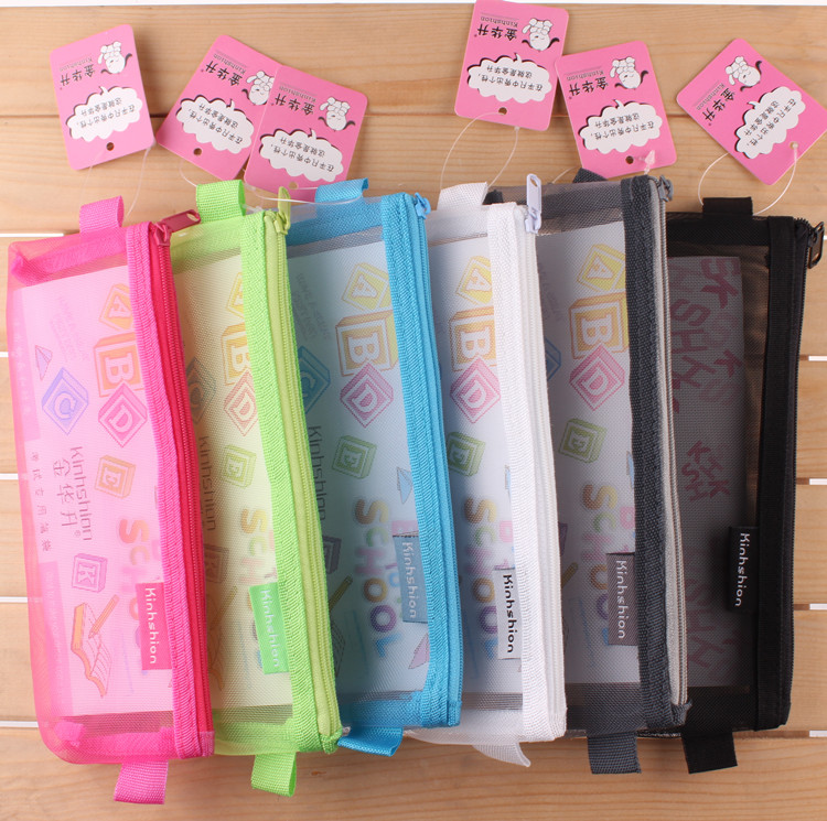 Jinhua Shan Color Student Pen Bag Wire Web Pink Pen Bag Exam Special Pen Bag Fashion Durable
