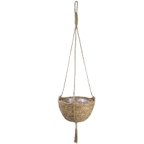 Straw hanging basket storage basket woven hanging pot plant flowers and green plants hanging wall-mounted hand-woven flower pot