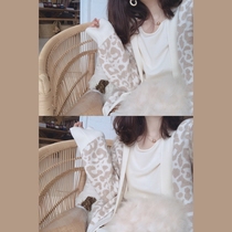 Golden mushroom mushroom Early autumn this year LEOPARD LEOPARD must have a name Retro BAO WEN cardigan thin sweater jacket