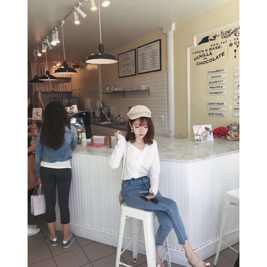 Golden Mushroom Mushrooms Ultra-Oceanic Washed Light Blue Summer Weekend Wear Also Very Comfortable Thin Soft Body Stretch Narrow Leggings Pants