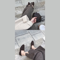 Golden mushroom mushroom private goods share B prepare foreign herringbone details split coffee color straight tube thin trousers