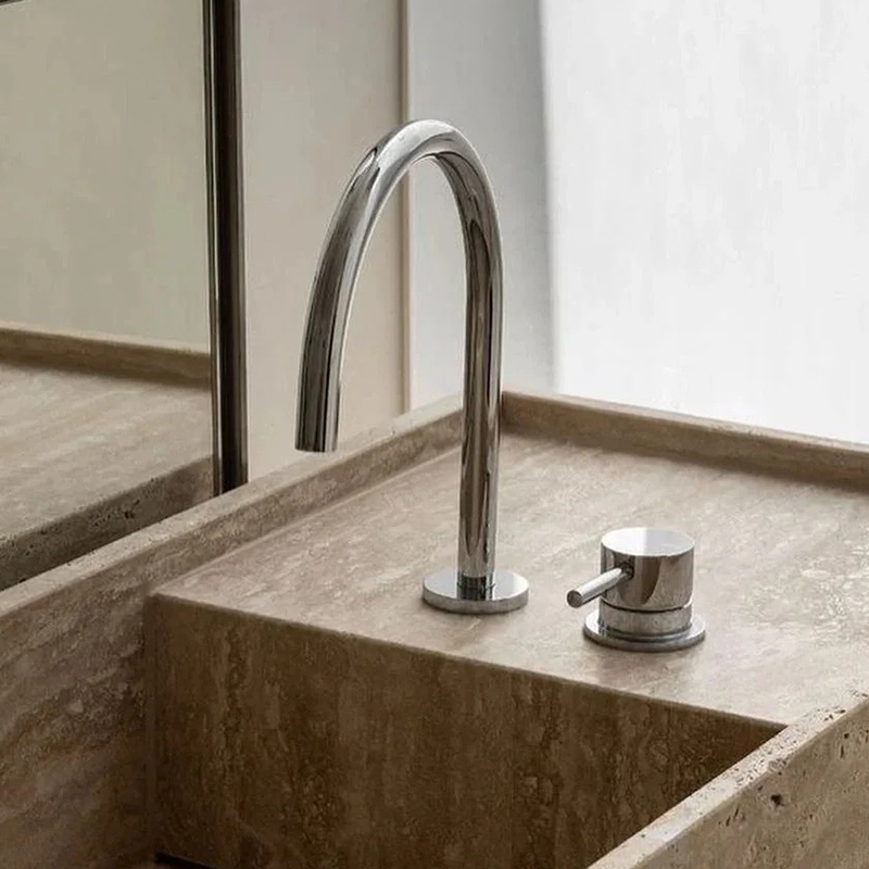 All-Copper Basin Faucet, Split-Type, Double-Hole, for Washbasin, Bathroom Vanity, Minimalist Brushed Faucet All-Copper Basin Faucet, Split-Type, Double-Hole, for Washbasin, Bathroom Vanity, Minimalist Brushed Faucet