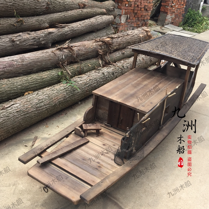 Wooden boat boat decoration model boat dining room as an old decorative boat autarum boat Eurostyle boat film and TV prop boat