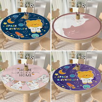 Cartoon round table tablecloth Waterproof and oil-proof wash-in anti-scalding PVC soft glass tablecloth Coffee table table mat Round table cloth