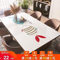 Soft glass tablecloth ins wind rectangular dining table cloth pvc waterproof and oil-proof leave-in coffee table pad Table pad living room household