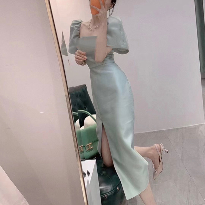 Long dress small crowddesign Sensual style small fragrant windy summer clothing high-end light lavish temperament palace windy with children