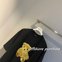 well we11done 20fw autumn and winter new products heavy industry embroidery necklace bear short-sleeved T-shirt