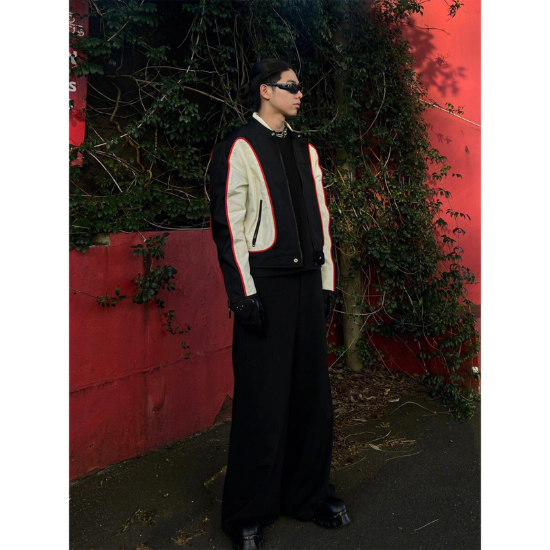 High-End Cool Racing Suit, American Retro Motorcycle Jacket, Men's Bomber Jacket, Couple Outfit, Same Style as Park Jae-Beom