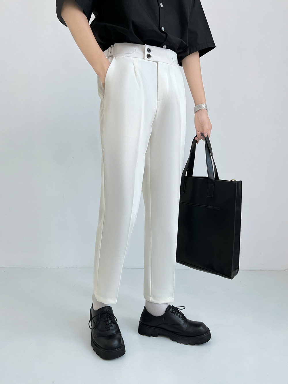 Неаполь небольшой брюки мужской свободный продвинутый драпировка девять очков весна талия случайный 𫔮 прямо костюм брюки 