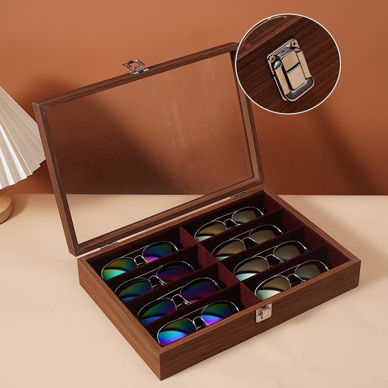 Walnut Wood Glasses Case, High-End, Large Capacity, for Myopia Glasses, Sunglasses, Wristwatches, Jewelry Storage and Display