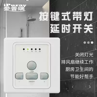 Aipurui delay switch Double-cut two-position button timing Exhaust fan ventilation fan toilet switch timer