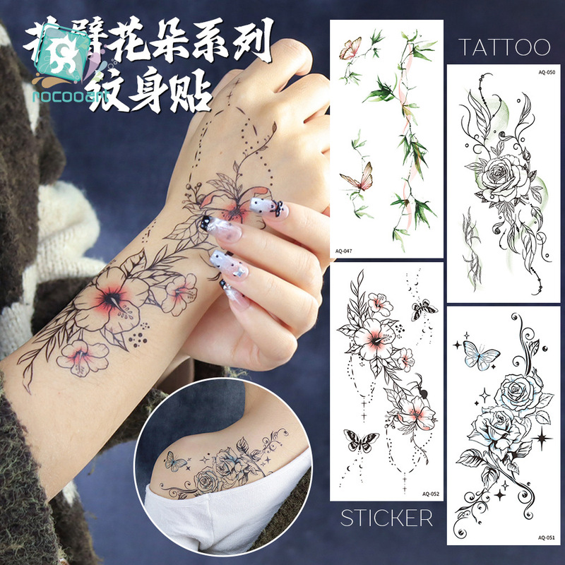 Small Flower Arm Tattoo Stickers for Girls, Arm and Forearm Stickers for Women, Plain Pattern Tattoo Stickers for Women, Hot Girl Style