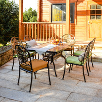 Cast aluminum outdoor table and chair combination waterproof sunscreen courtyard leisure terrace table and chair outdoor balcony villa garden table and chair