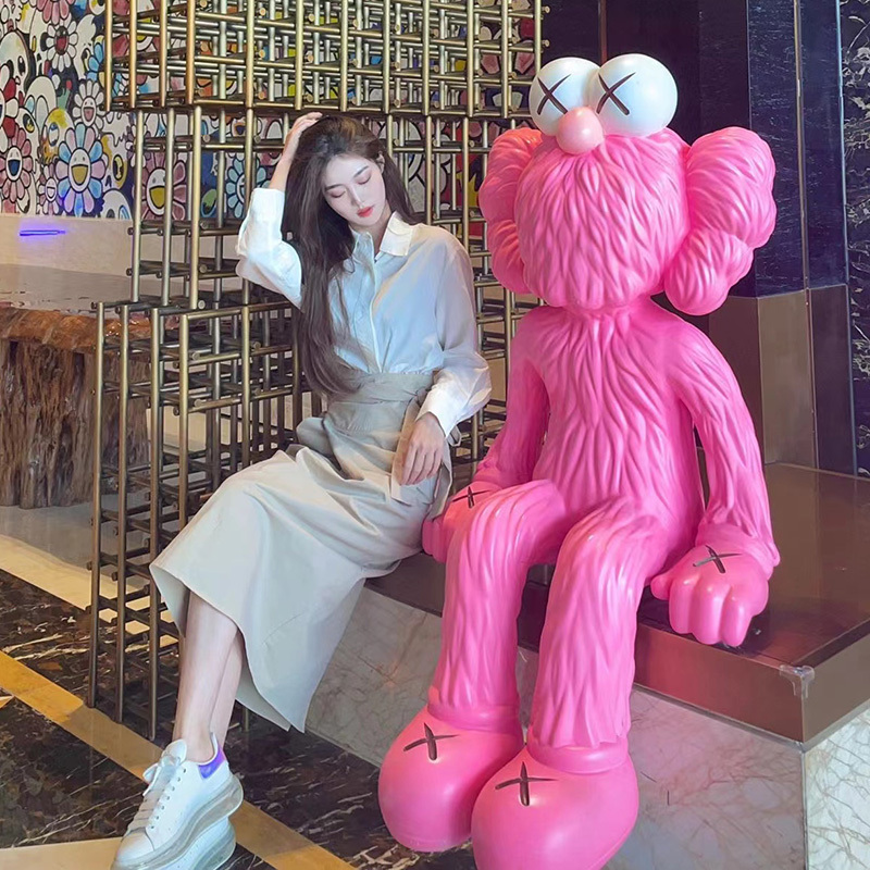 Internet-Famous Sesame Street Kaws Sculpture Decorative Figurine Sculpture for Living Room, Milk Tea Shop, Mall, Trendy Large Floor-Standing Ornament