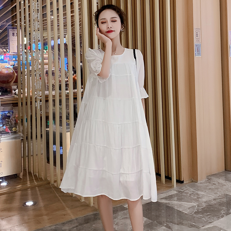 Small fresh pregnant woman summer dress chiffon dress summer thin section net red suit fashion 2021 new summer skirt