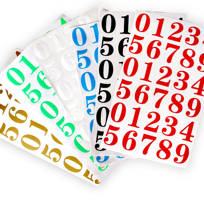 Waterproof digital stickers school kindergarten water cup stickers flat pvc hollow number serial number label stickers 0-9