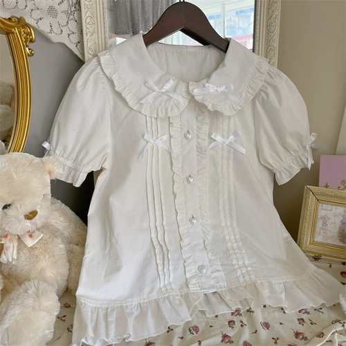 Японская милая оригинальная дизайнерская осенняя рубашка, стиль Лолита, рукава фонарики