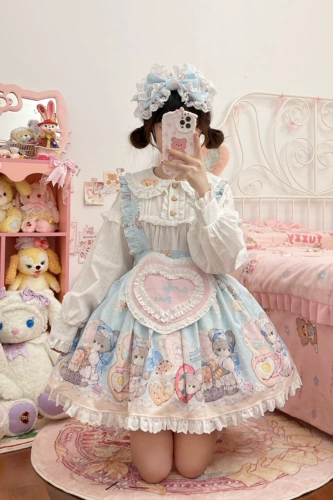 Оригинальная дизайнерская юбка, платье с коротким рукавом, стиль Лолита, Lolita OP