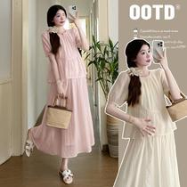 New style maternity summer loose slimming design sweet age-reducing vacation two-piece dress