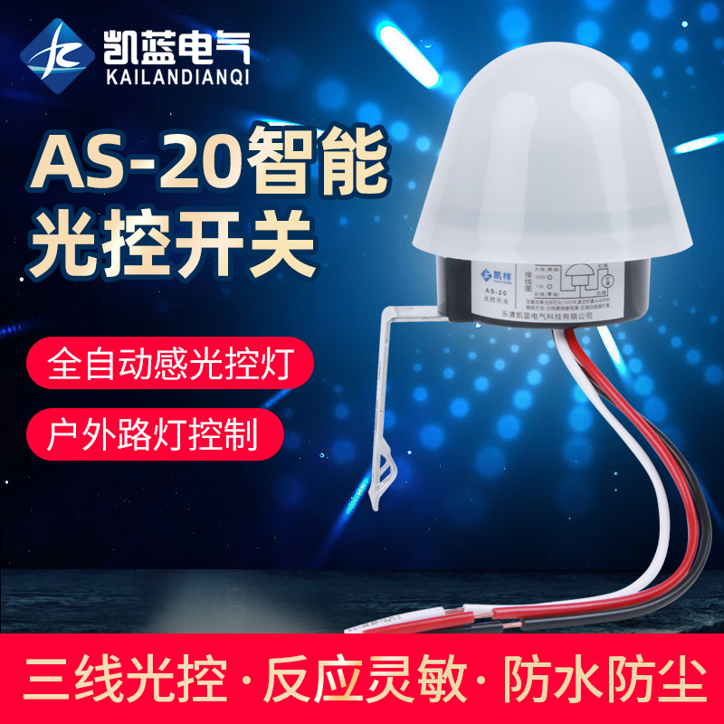 220V rainproof AS-20 automatic night light sensor switch Intelligent street light control switch controller