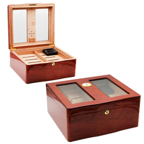 lafuli cigar box moisturizer cedar wood moisturizing box large capacity glass display cigar cigarette case