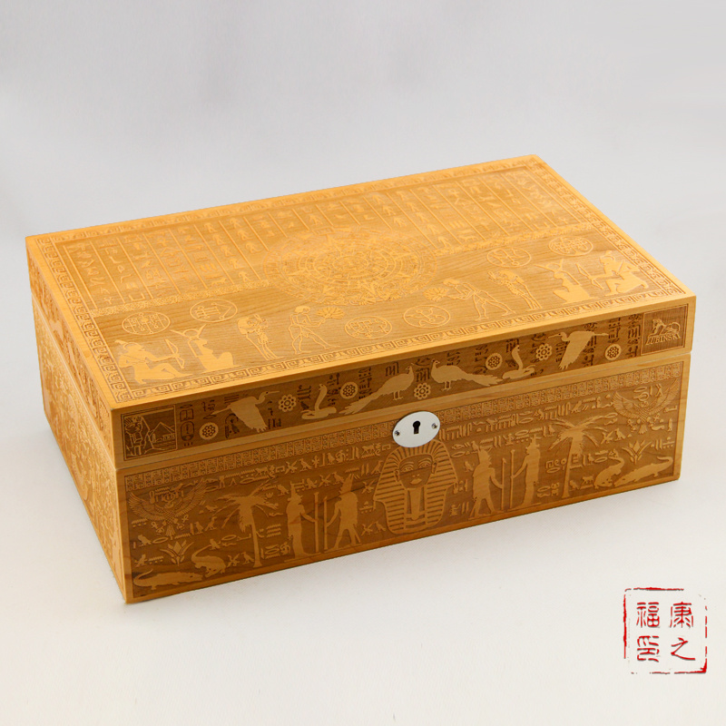 Spanish cedar wood humidification box cedar wood color carved snow plus box Humidor