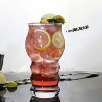ins south korea nets red cold drinks cups ice coffee cups Nordic wind cute glass cups simple lemon bubble water glasses